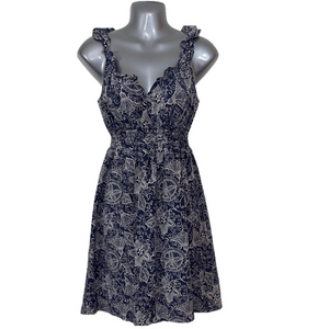 Banana Republic Factory Blue Ruffled Silk and cotton Smocked Sundress SKU0183